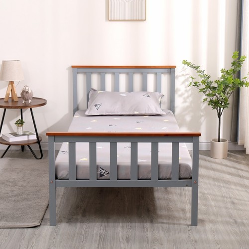 Single bed pine - bed, grey