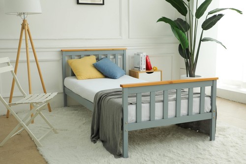 Grey solid wooden - bed, frame