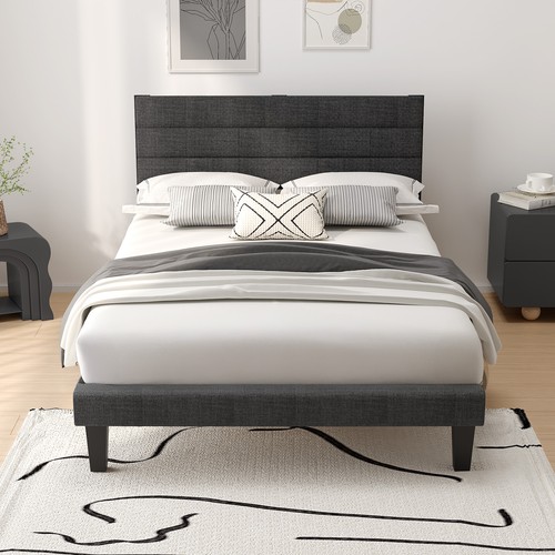 Single fabric bed frame wooden - frame,