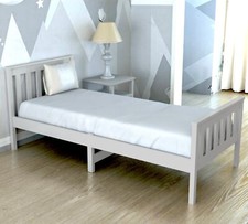 Wooden Bed Frame White Single